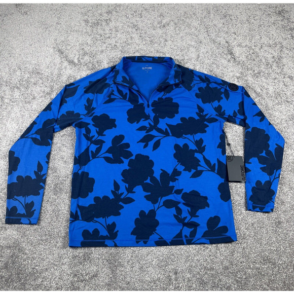 G Fore 1/4 Zip Pullover Mens Medium Tonal Floral Luxe Blue Mid Layer NWT - Picture 2 of 15